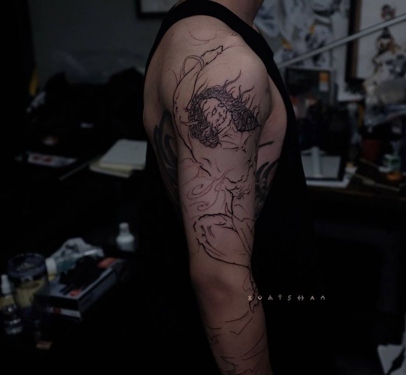 風神 p.1纹身图片_手臂新传统风神纹身图案