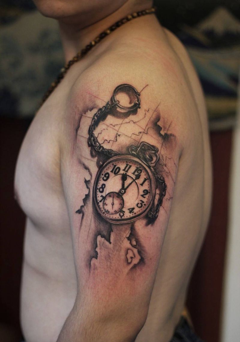 怀表 船锚 九 作品纹身图片