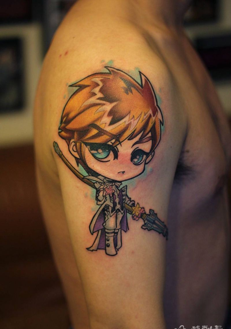 王者荣耀 赵云 school纹身图片_成品欧美手臂猿刺青人物纹身图案