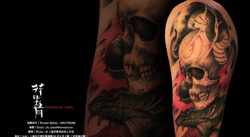 蛇•骨纹身图片