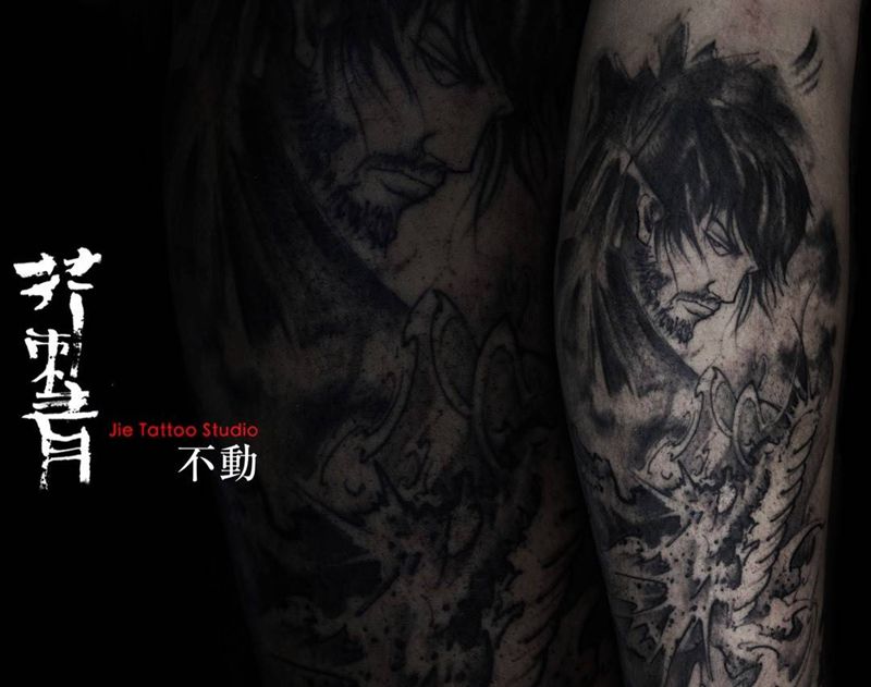 不羁纹身图片_手稿成品腿部手臂传统国画原创人物习俗纹身图案