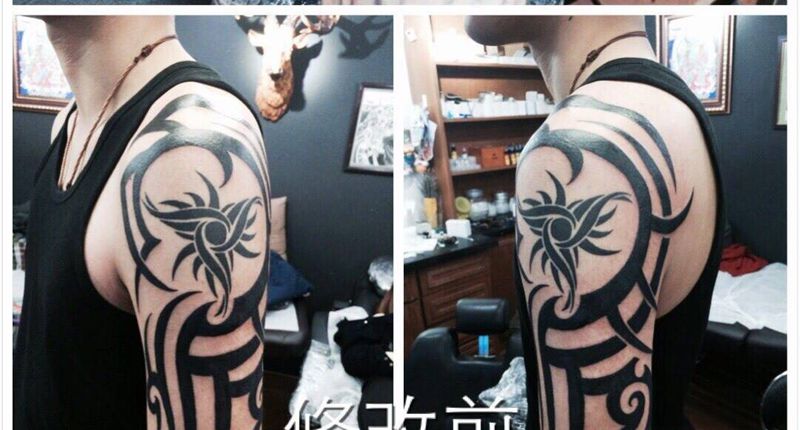 修改玛雅图腾纹身图片_成品手臂手部欧美传统图腾猿刺青肩部纹身图案