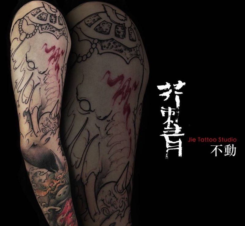 象头神财天纹身图片