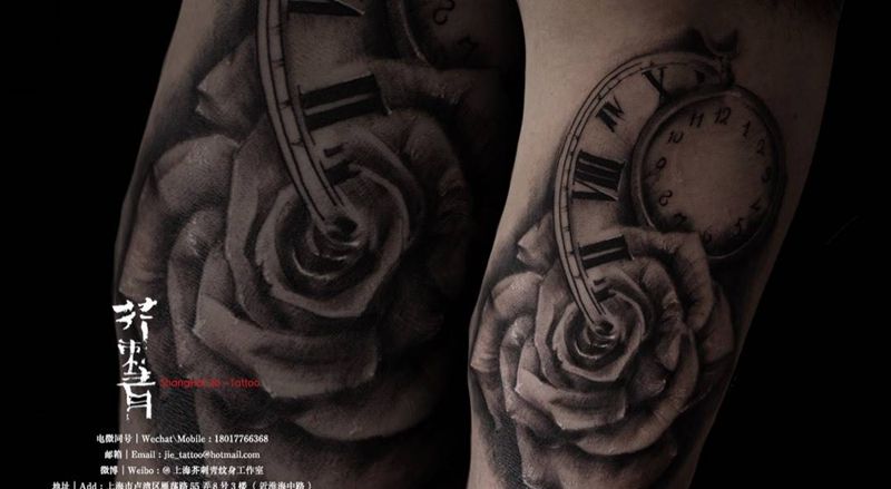 空白留给日后的纪念纹身图片_手稿成品手臂欧美写实原创静物纹身图案