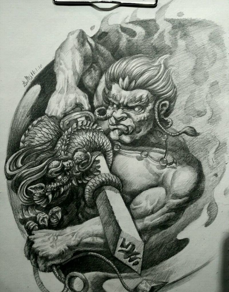 不动明王纹身图片