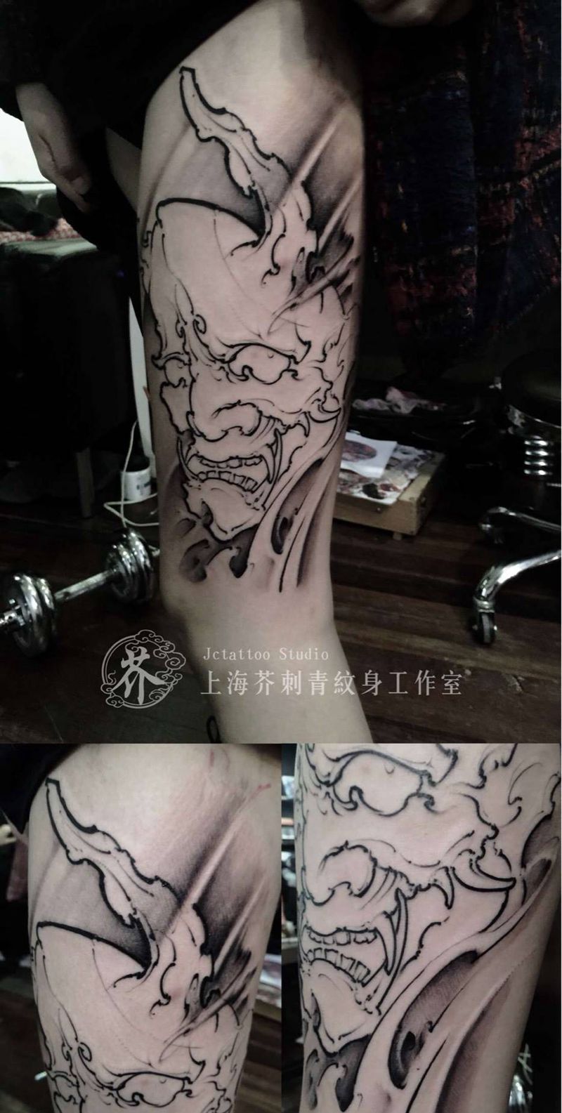 大腿外侧般若—半程纹身图片