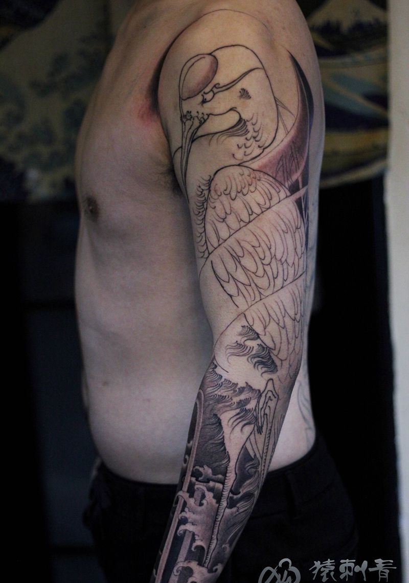 仙鹤纹身图片