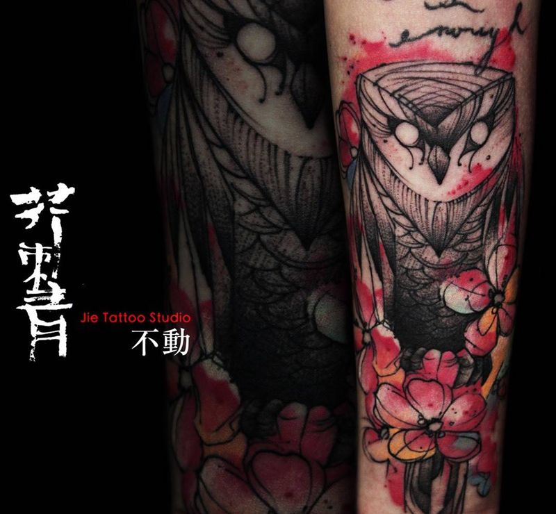 泼墨 小作。纹身图片_手稿成品手臂腿部清新欧美动物原创纹身图案