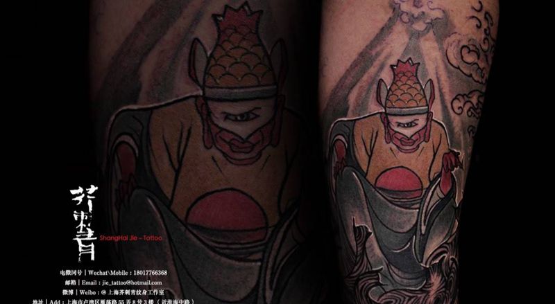 灵婆纹身图片_成品手稿手臂腿部国画习俗传统原创鬼神人物纹身图案