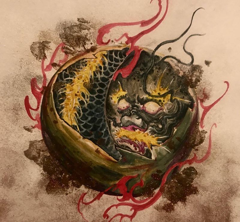 龍纹身图片_手臂肩部新传统纹身图案