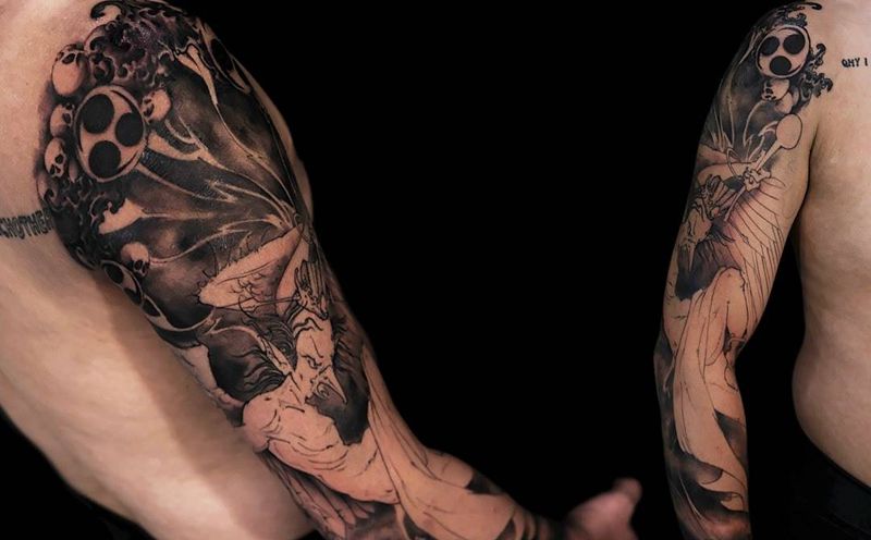 雷公鼓腹 进度纹身图片_手臂腿部新传统纹身图案