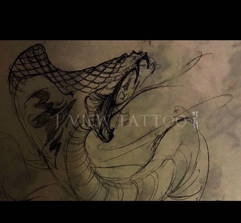 半程纹身图片_手稿成品原创动物习俗国画传统手臂腿部纹身图案