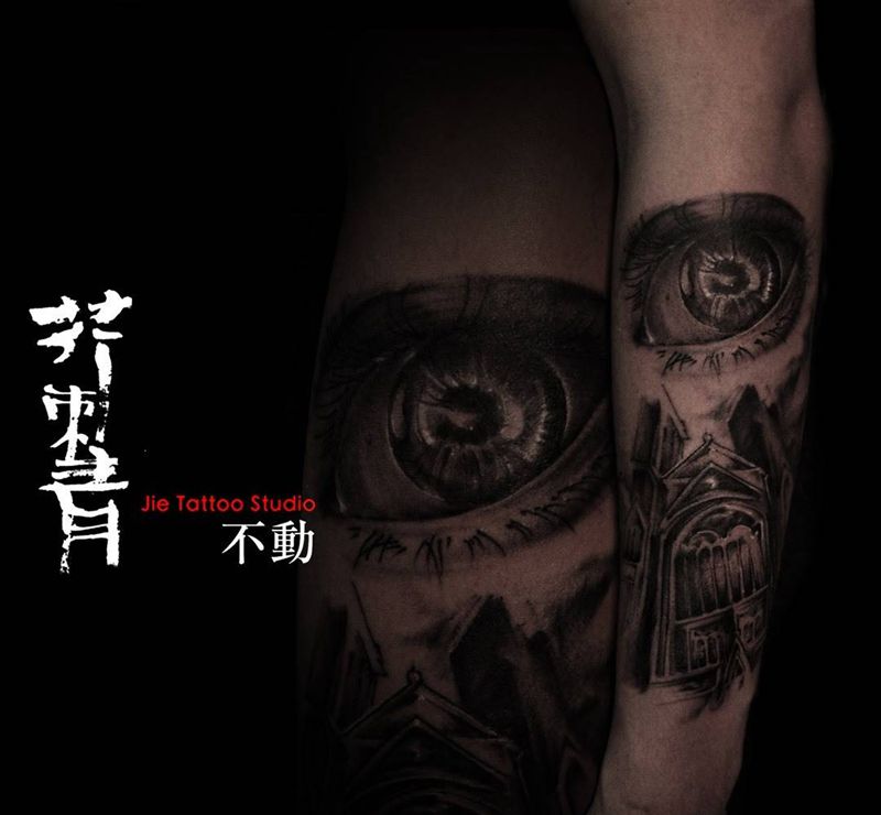 素描花臂，进行中。纹身图片_手臂手稿欧美写实原创宗教纹身图案