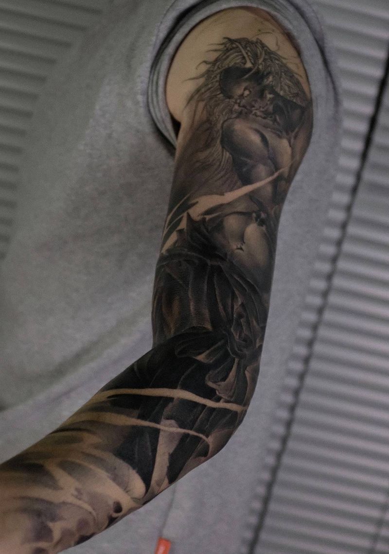 雷神纹身图片_手臂新传统纹身图案