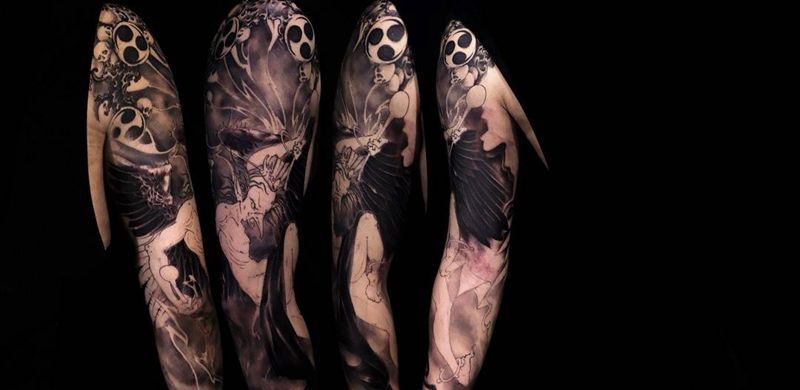 下次收尾_雷公纹身图片_手臂新传统雷公雷神纹身图案