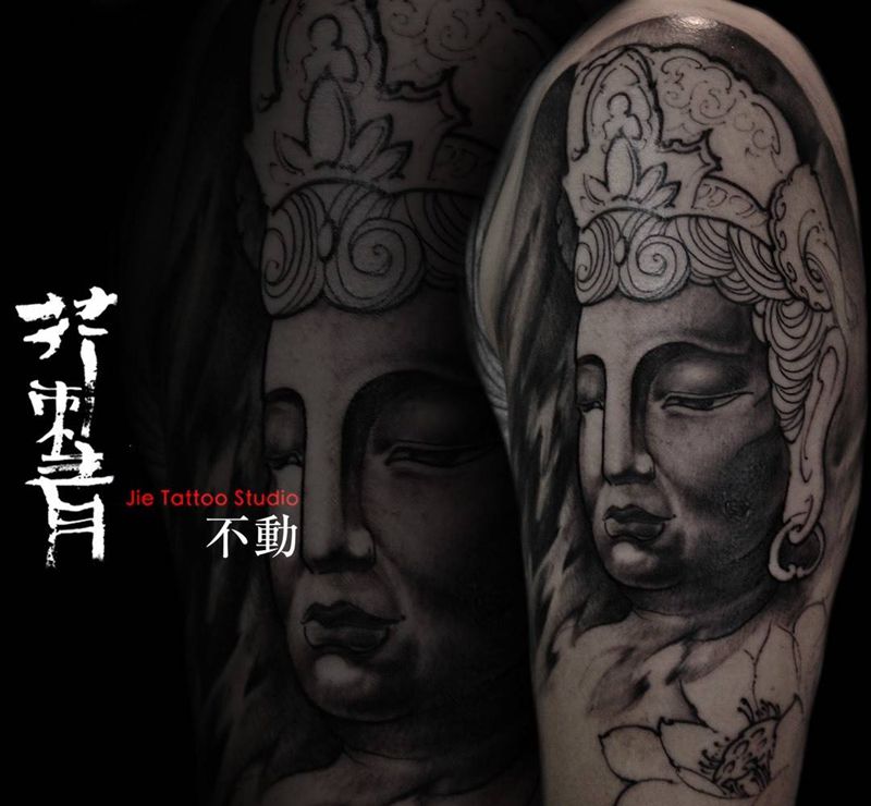 《文殊》半程纹身图片_手稿成品手臂腿部国画传统鬼神原创宗教纹身图案
