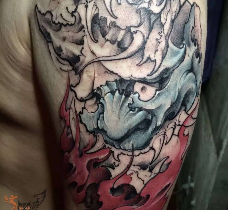 小臂手稿般若 待续纹身图片_手稿手臂传统鬼神原创人物宗教纹身图案