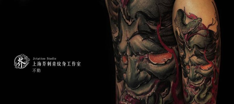 般若衔蛇纹身图片_手稿成品手臂传统习俗鬼神原创宗教国画纹身图案