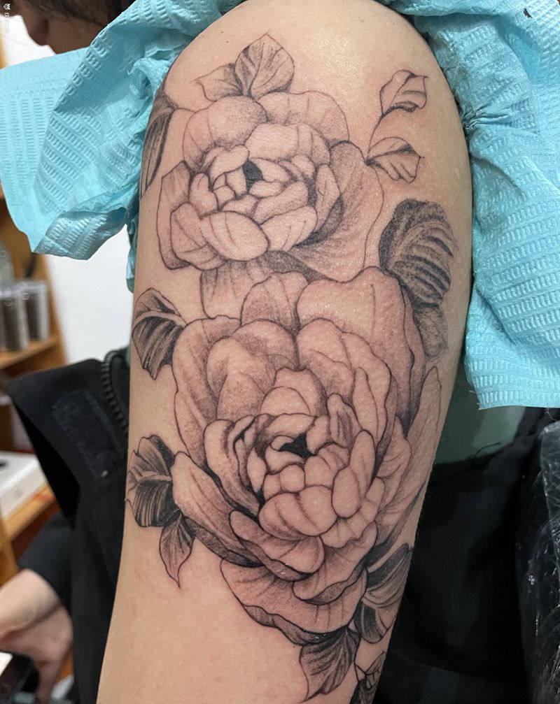 素花纹身图片_肩部纹身图案