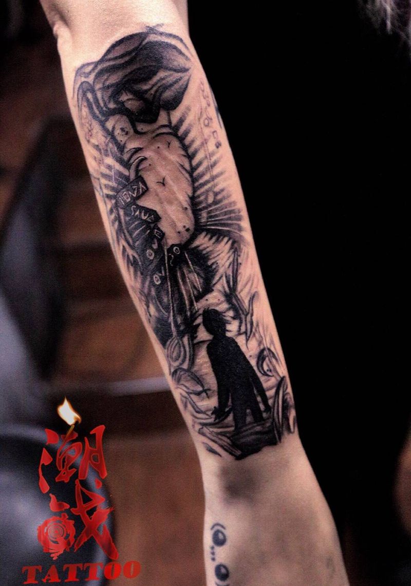 外国友人抽象派纹身图片