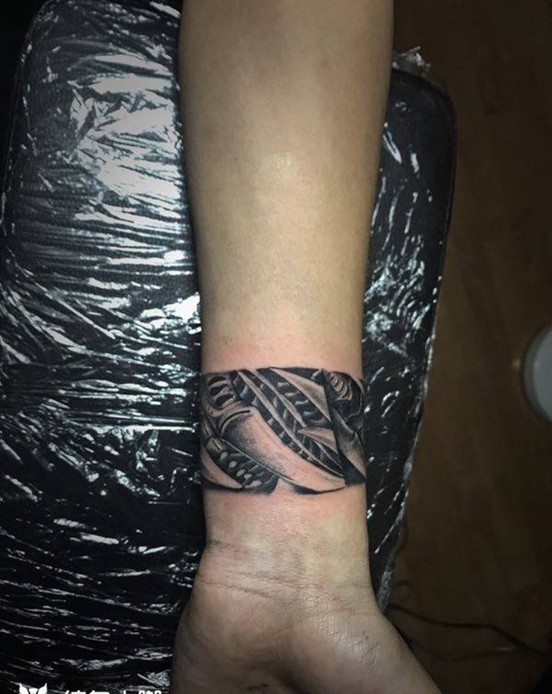 手环纹身图片_传统鬼神宗教图腾手部成品纹身图案