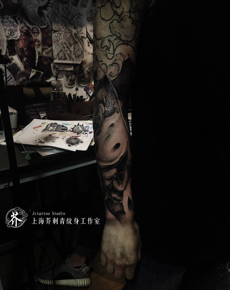 隔了快一年了貌似终于来上色纹身图片_手稿手臂传统习俗鬼神原创宗教静物纹身图案