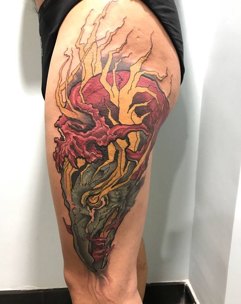 school 骷髅乌鸦纹身图片