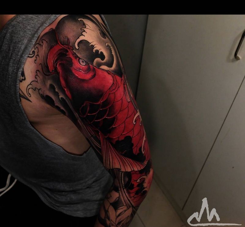 七分 进度纹身图片_手稿成品手臂腿部背部国画传统动物原创纹身图案