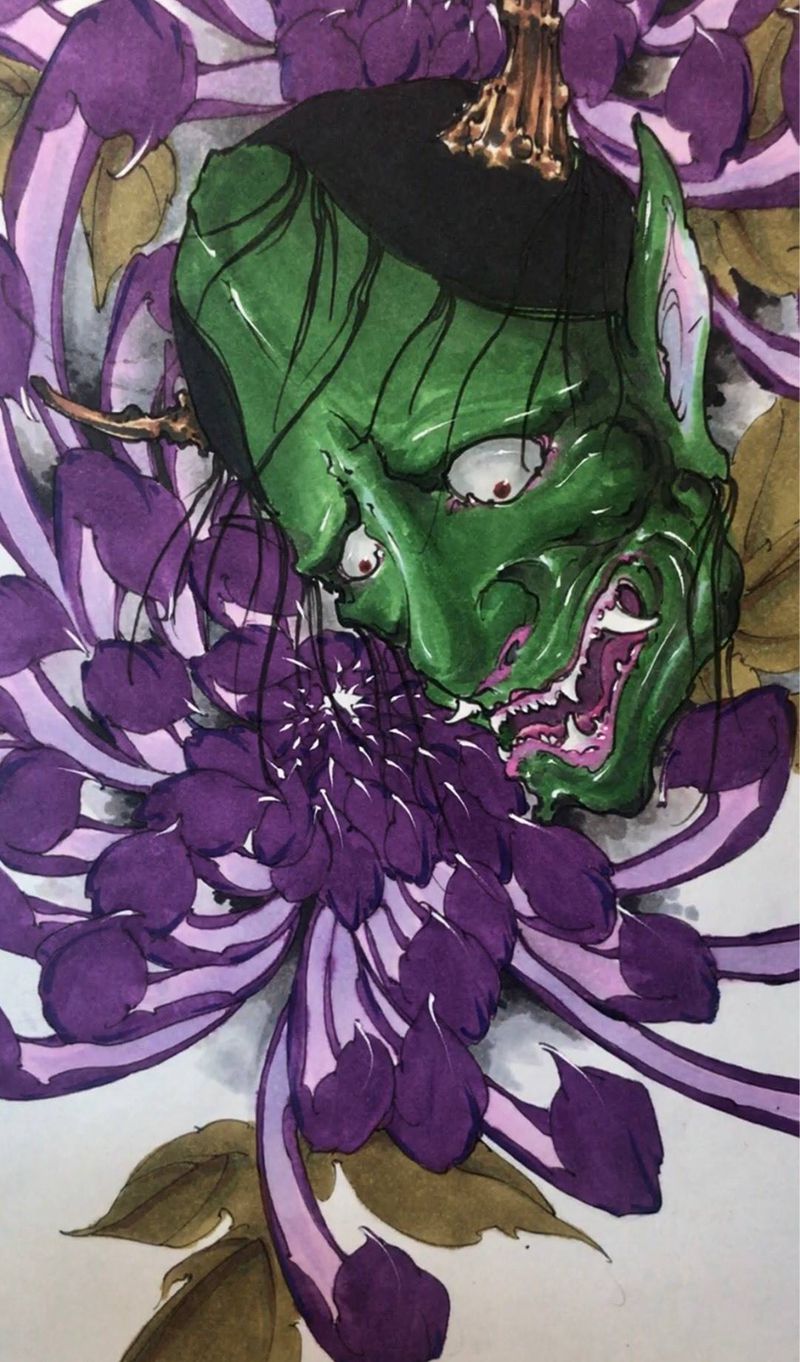 はんにゃ/般若 可约纹身图片_手臂背部新传统般若纹身图案