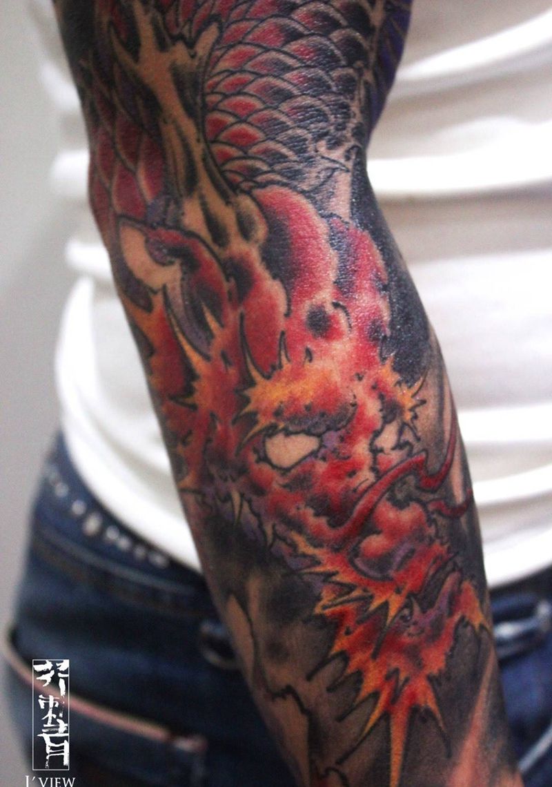 龙纹身图片_成品手稿原创鬼神宗教传统手臂腿部纹身图案