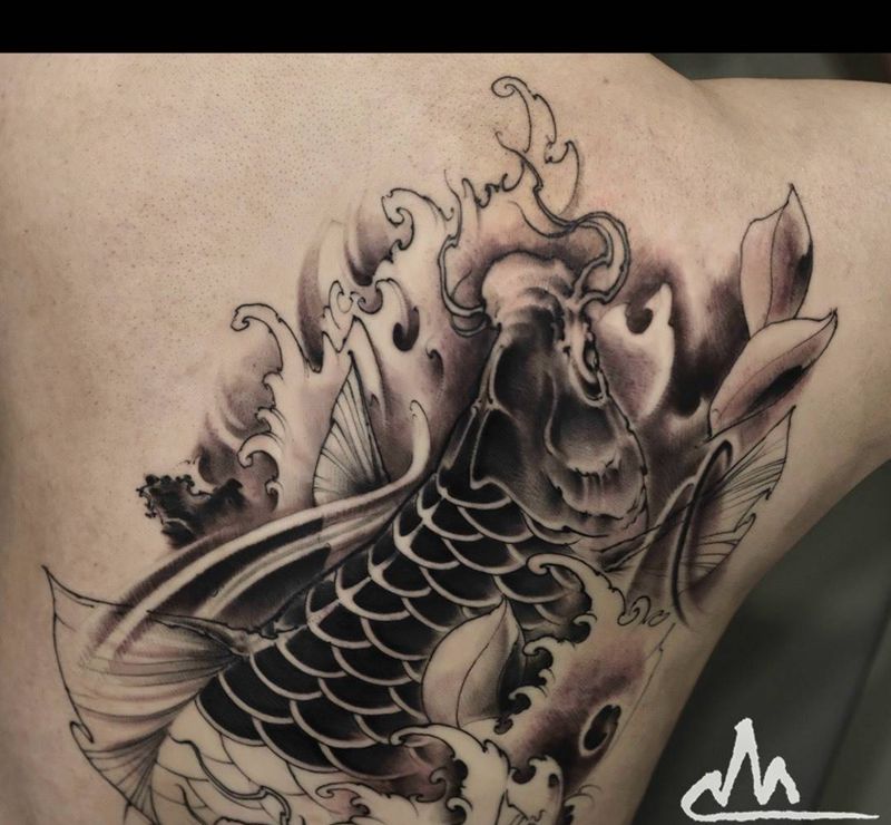 鲤 进度纹身图片_成品手稿手臂腿部传统国画习俗动物原创纹身图案