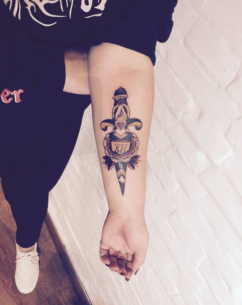 old school纹身图片_手臂欧美成品纹身图案