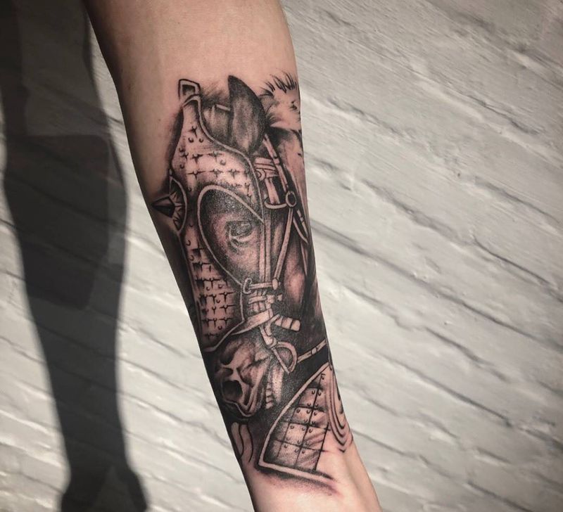 写实战马纹身图片