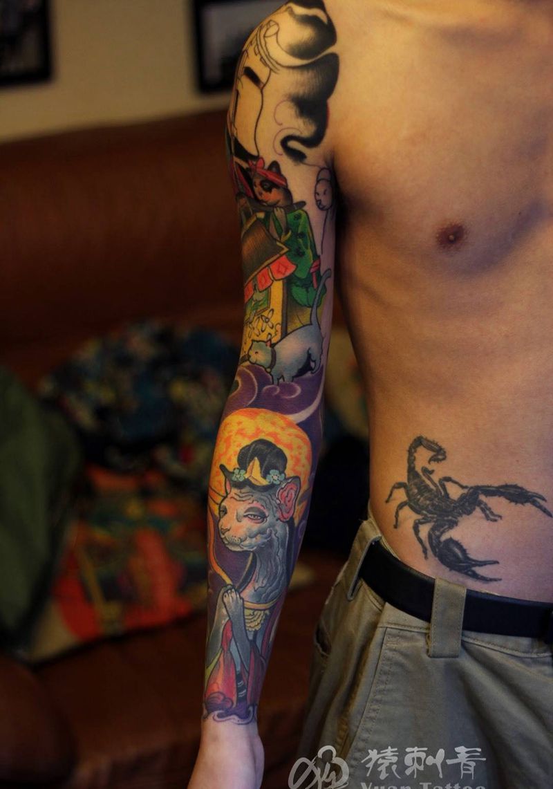 school 花臂纹身图片_手臂欧美清新人物手部肩部纹身图案