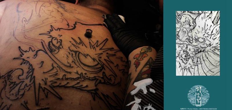 龙纹身图片_手稿成品国画传统习俗背部原创鬼神动物宗教纹身图案