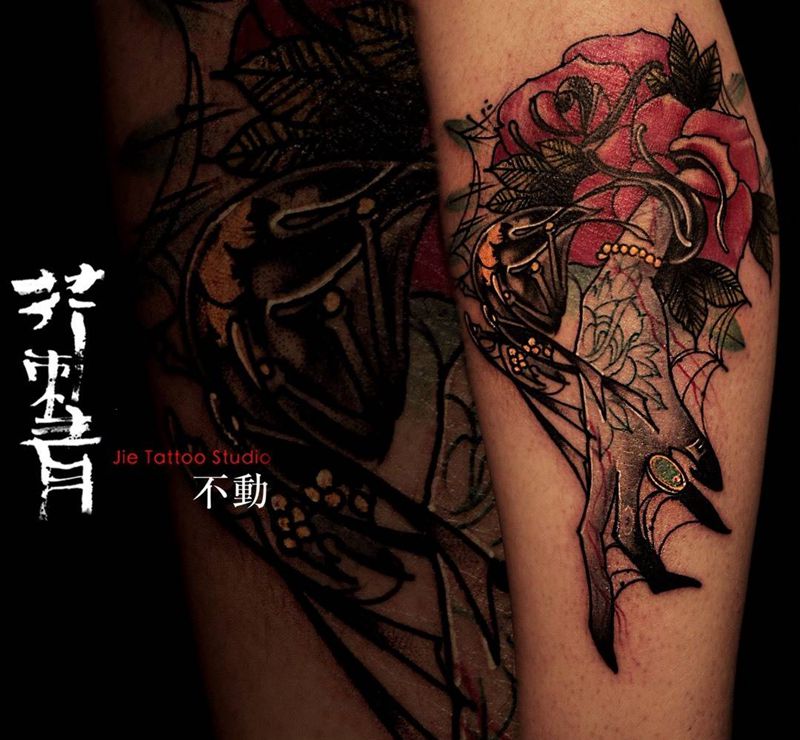 newschool 小作纹身图片_手臂腿部成品欧美清新原创鬼神宗教纹身图案