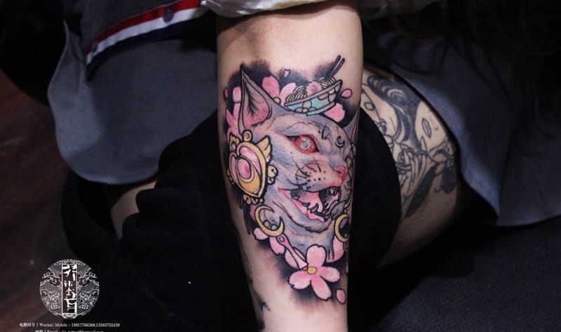 Screaming cats纹身图片