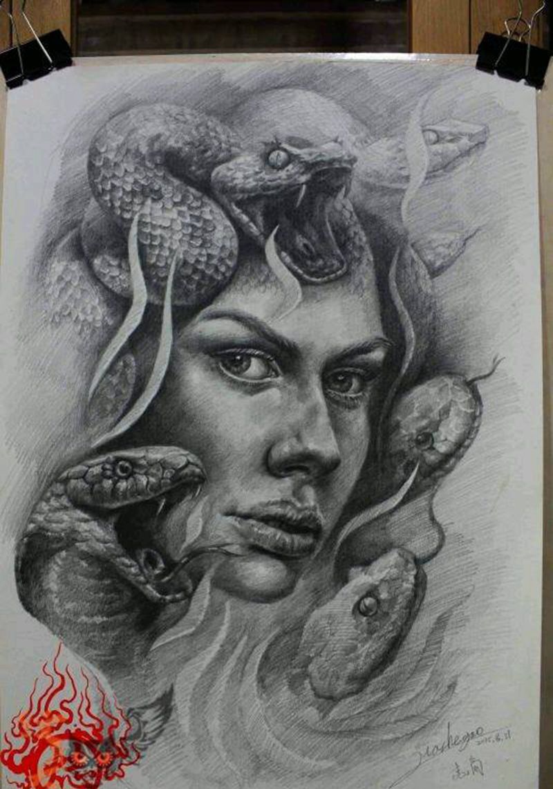 美杜莎纹身图片