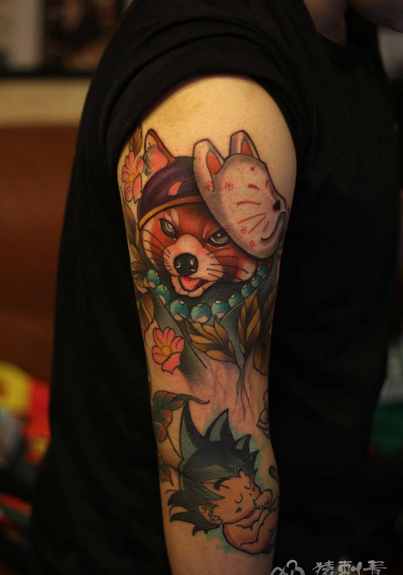 new school纹身图片_成品肩部手部手臂欧美猿刺青人物静物胸部纹身图案
