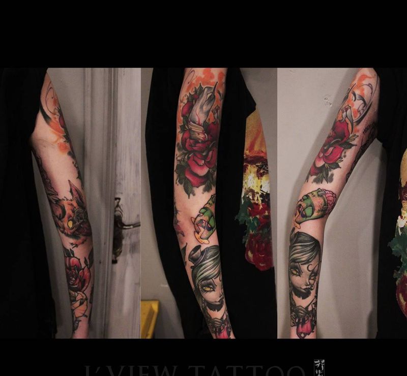 收尾纹身图片_手稿成品手臂写实欧美清新原创动物鬼神宗教纹身图案