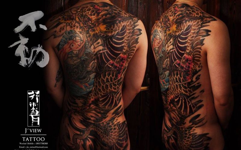 满背龙 补完纹身图片_手稿成品背部习俗传统原创鬼神宗教纹身图案