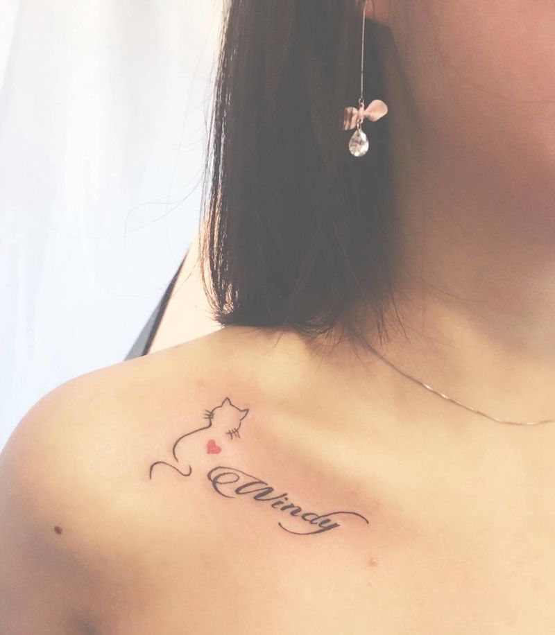 锁骨小清新纹身图片_成品肩部清新字符纹身图案