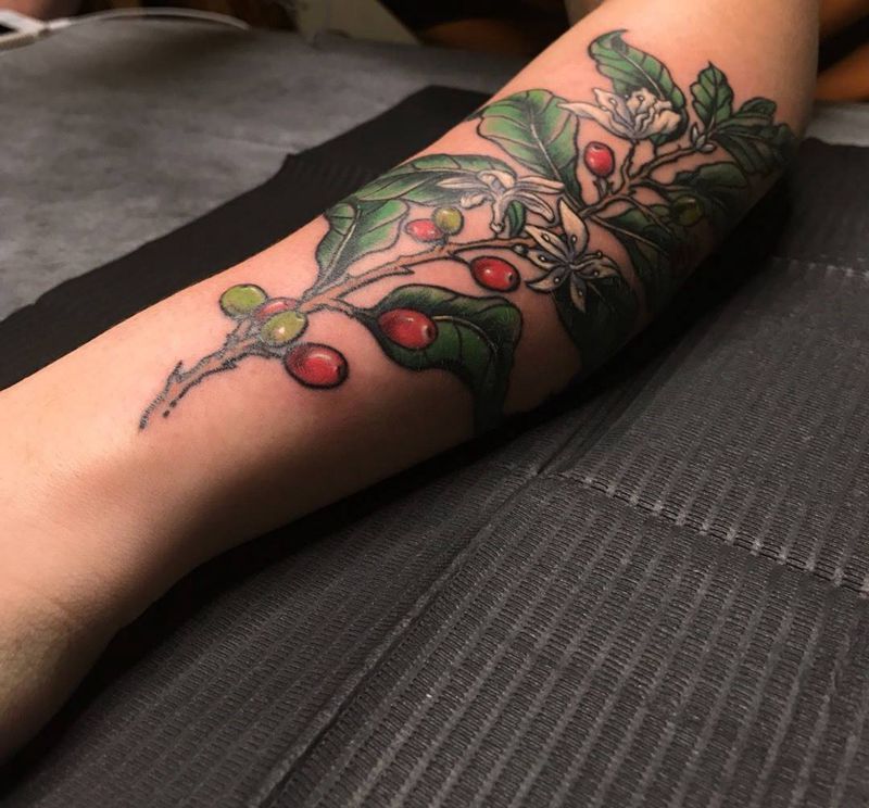 咖啡花纹身图片