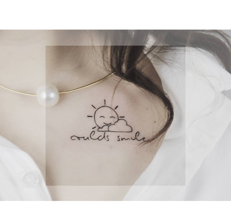 小太阳纹身图片_肩部纹身图案