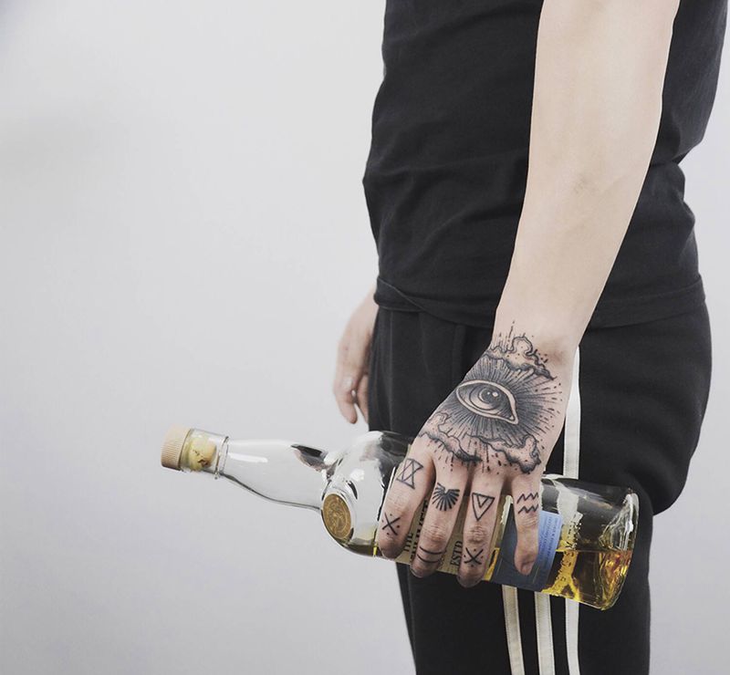 手背眼睛纹身图片_手部纹身图案