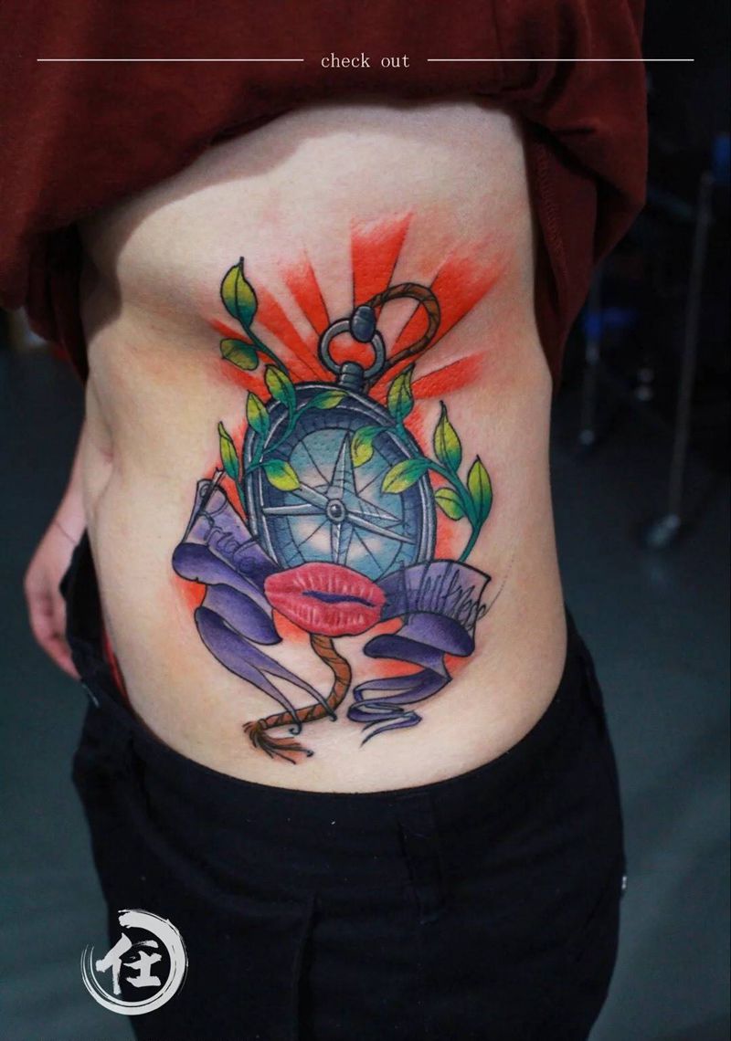 有意义的纹身…纹身图片_成品腰部腹部欧美清新植物静物情侣原创字符纹身图案