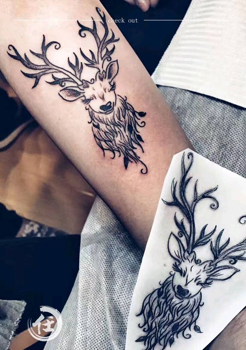 清新一下纹身图片_手臂清新动物成品纹身图案