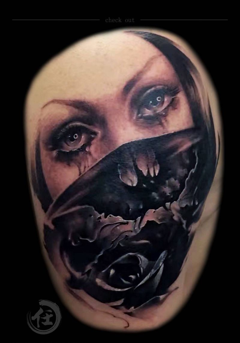 写实纹身图片_背部脚部手部腿部手臂肩部欧美传统写实颈部纹身图案