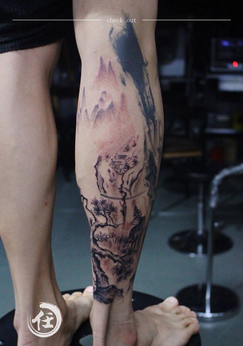 你所想的都在皮肤上纹身图片_成品腿部写实原创纹身图案