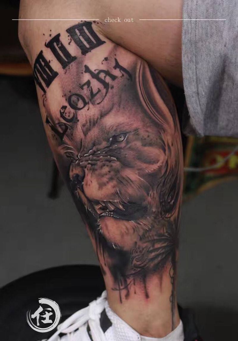 勇敢的心纹身图片_成品写实欧美动物纹身图案